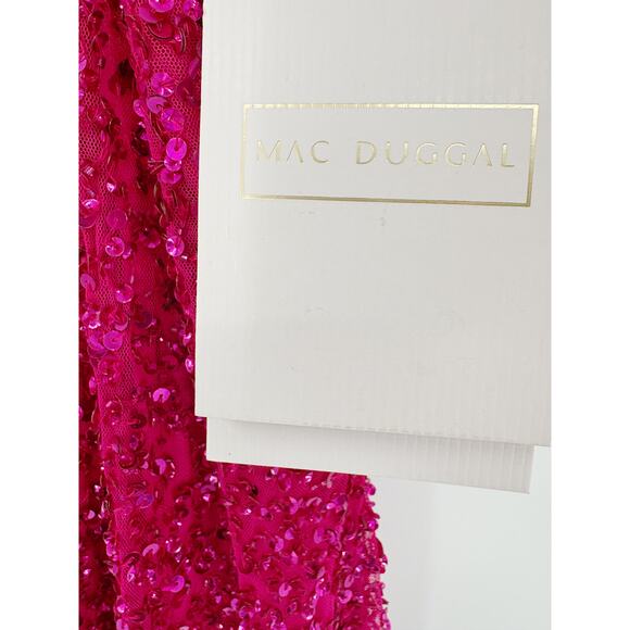 MAC DUGGAL Dress Size 10 Evening Gown Sequin Fringe Halter Neck NEW Pink Fuchsia - Picture 3 of 8